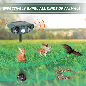 Solar Powered Ultrasonic Animal Repeller With Pir Sensor For Garden 1005008710470609-al