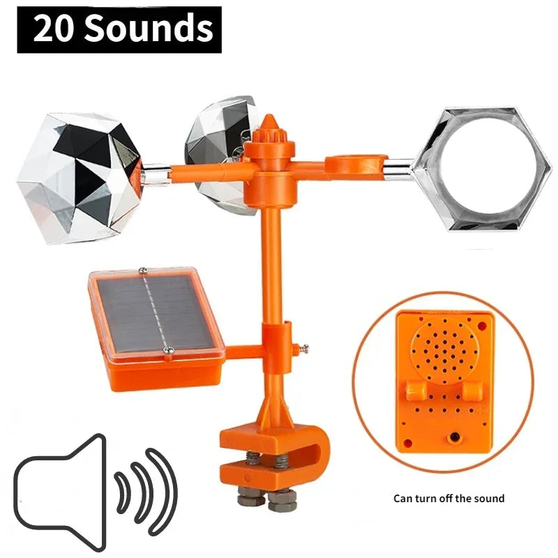 Solar Powered Ultrasonic Bird Repeller With Wind Rotation Reflective Flash 1005009149327350-No sound Reflective