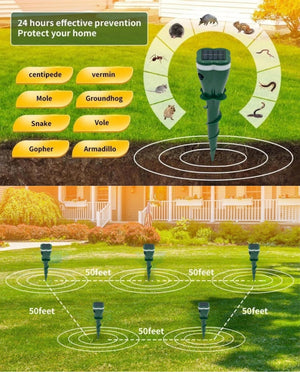 Solar Powered Ultrasonic Vibrating Pest Repellent Stakes For Lawn Garden 1005009897244102-4PCS