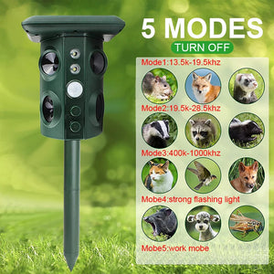 Solar Ultrasonic Animal Repeller With Motion Sensor And Flashing Light 1005006738792147-1Pc