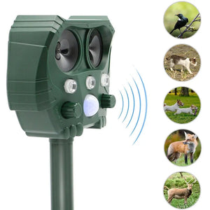 Solar Ultrasonic Animal Repeller with Motion Sensor Waterproof Design