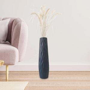 Tall Textured Floor Vase Plastic Cylinder Decor For Branches And Flowers 1005009935687657-Black
