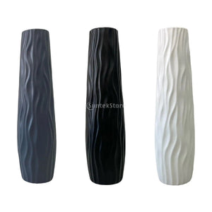 Tall Textured Floor Vase Plastic Cylinder Decor For Branches And Flowers 1005009935687657-Black