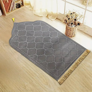 Thick Anti Slip Prayer Rug With Tassels Soft Flannel Polyester 1005006780601806-White