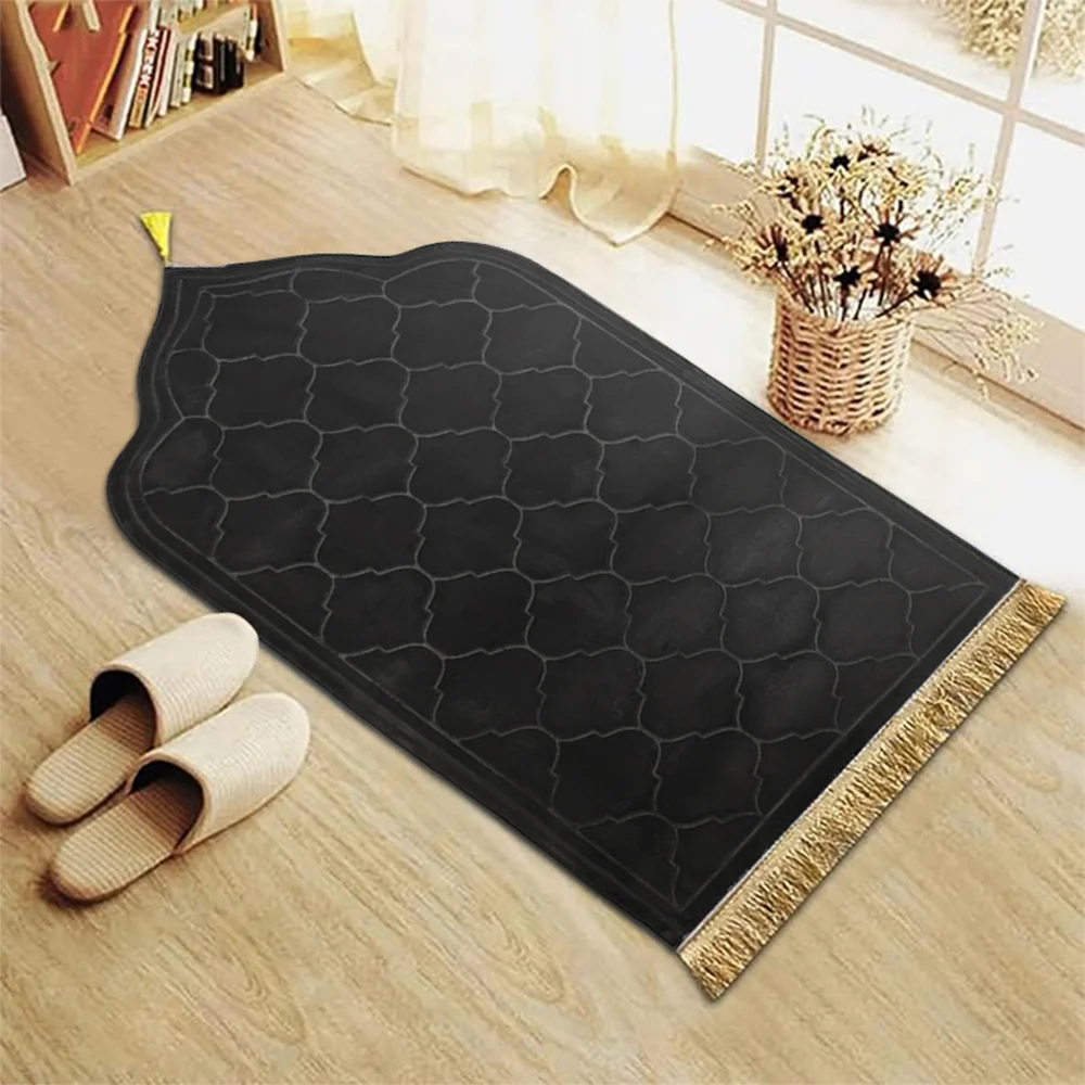 Thick Anti Slip Prayer Rug With Tassels Soft Flannel Polyester 1005006780601806-White