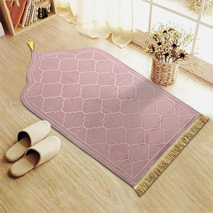 Thick Anti Slip Prayer Rug With Tassels Soft Flannel Polyester 1005006780601806-White