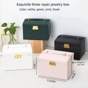 Three Layer Drawer Jewelry Box With Lock For Valentines Gifts For Her 1005007096748857-Pink