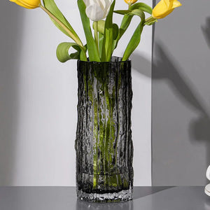 Transparent Textured Glass Tabletop Vase For Flower Arrangements Home Decor 1005006974990090-white