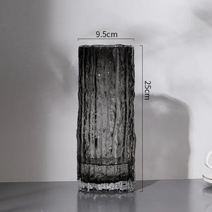 Transparent Textured Glass Tabletop Vase For Flower Arrangements Home Decor 1005006974990090-white