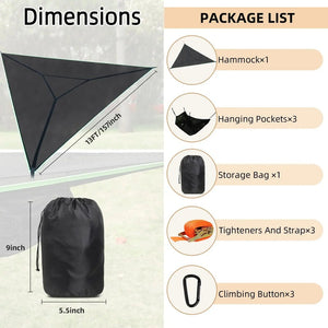 Triangle Camping Hammock with Ratchet Straps and Storage Bag