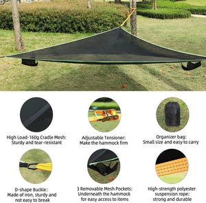 Triangle Camping Hammock with Ratchet Straps and Storage Bag