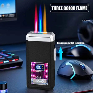 Triple Jet Flame Torch Lighter, Valentines Gifts For Him, Type C 1005009650507349-Silver