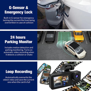 Triple Lens Wifi Dash Cam 1080P Car Dvr With Night Vision 1005008558066350-X94-WIFI-3CAM-64G