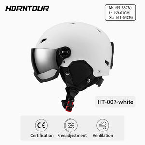 Ultra Light Ski Helmet With Mirrored Snow Goggles For Outdoor Skiing 1005010286765892-A2-Grey-L(59-61CM)