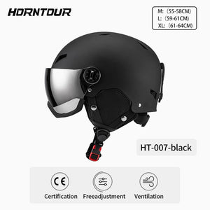 Ultra Light Ski Helmet With Mirrored Snow Goggles For Outdoor Skiing 1005010286765892-A2-Grey-L(59-61CM)