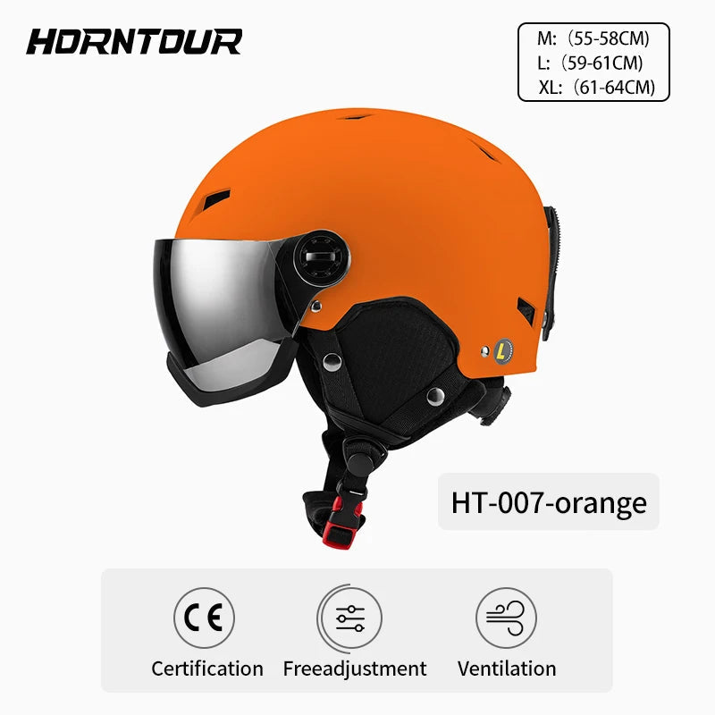 Ultra Light Ski Helmet With Mirrored Snow Goggles For Outdoor Skiing 1005010286765892-A2-Grey-L(59-61CM)