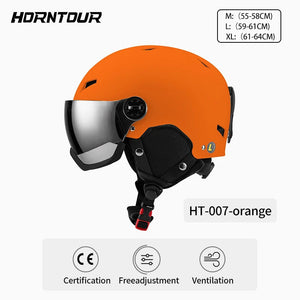 Ultra Light Ski Helmet With Mirrored Snow Goggles For Outdoor Skiing 1005010286765892-A2-Grey-L(59-61CM)