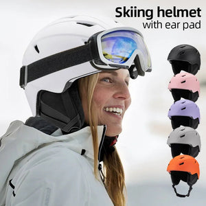 Ultralight Breathable Ski Helmet With Ear Protection And Goggle Strap 1005006181104353-Grey-M 55-58cm