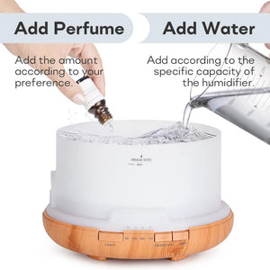 Ultrasonic Aromatherapy Humidifier Essential Oil Diffuser With Led Lights Remote 1005001698073661-White 500ml-EU