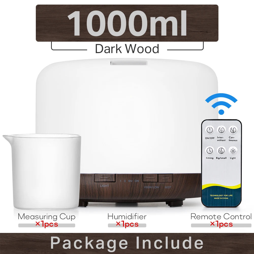 Ultrasonic Aromatherapy Humidifier Essential Oil Diffuser With Led Lights Remote 1005001698073661-White 500ml-EU