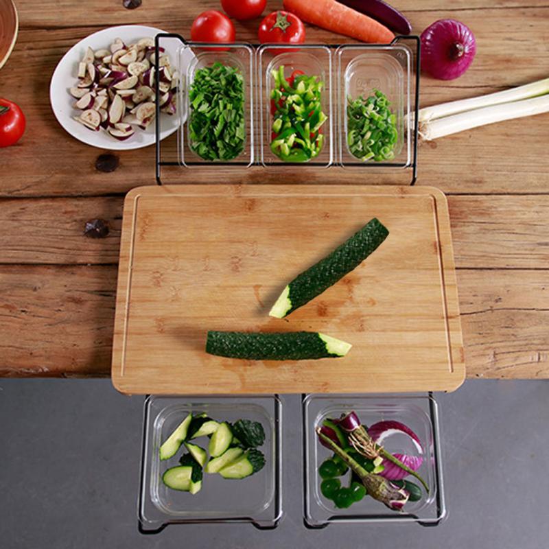 Extensible Bamboo Cutting Board Set With Containers For Kitchen With Juice Groove, Eco-Friendly Chopping And Serving Board