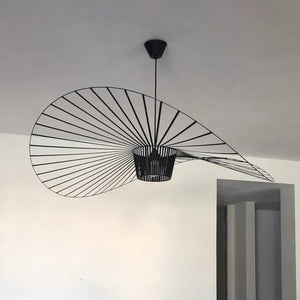 Vintage-Inspired Straw Hat Pendant Light