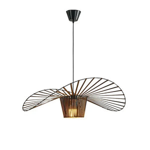Vintage-Inspired Straw Hat Pendant Light