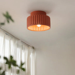 Glarefusion Vintage Cream Style Drum Ceiling Lamp
