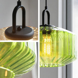 Nordic Modern Vintage Striped Glass Pendant Light