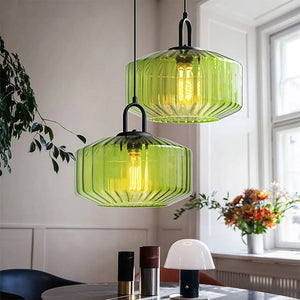 Nordic Modern Vintage Striped Glass Pendant Light