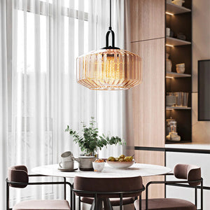 Nordic Modern Vintage Striped Glass Pendant Light