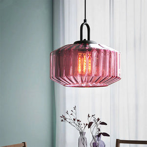 Nordic Modern Vintage Striped Glass Pendant Light