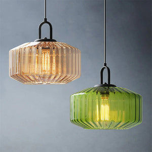 Nordic Modern Vintage Striped Glass Pendant Light