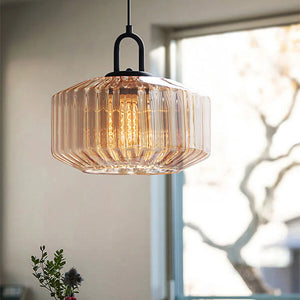Nordic Modern Vintage Striped Glass Pendant Light