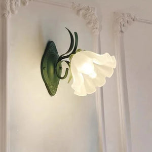 Vintage Lily Flower Wall Light with Frosted Glass Shade