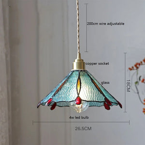 Vintage Tiffany Stained Glass Pendant Light