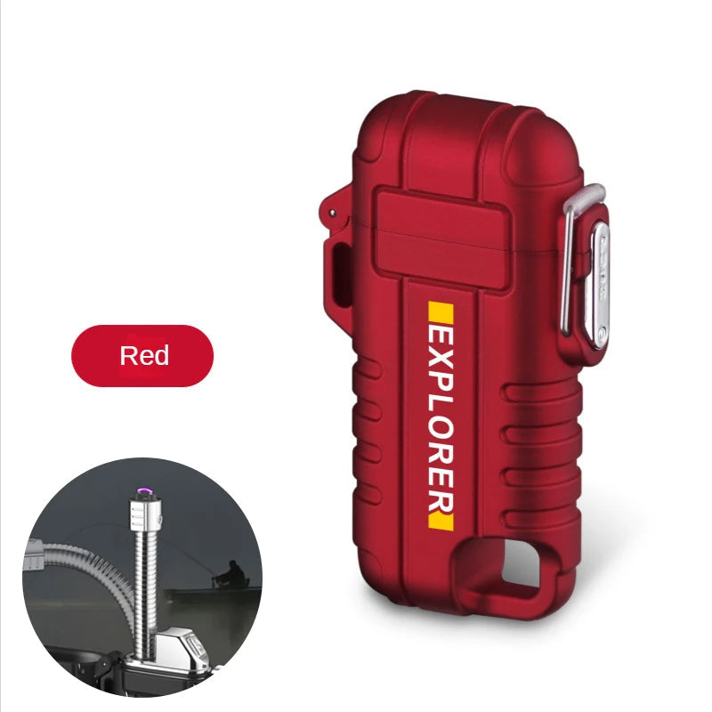 Waterproof Usb Rechargeable Double Arc Plasma Lighter For Valentines Gifts For Him 1005009336795947-F33-red