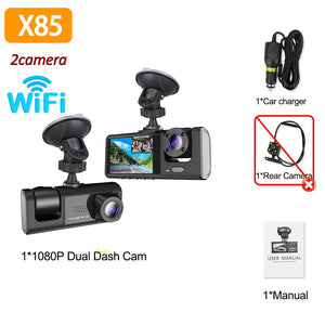 Wifi App Control 3 Channel 1080P Car Dash Cam Recorder 1005007458280844-X85-WIFI-2CAM-NONE