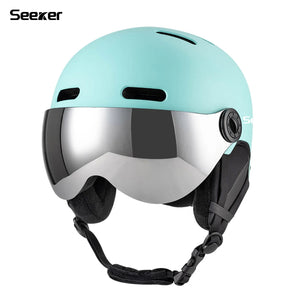 Windproof Warm Ski Helmet With Goggles Lightweight Impact Resistant Protection 1005010231407451-light cyan-L 59-61CM