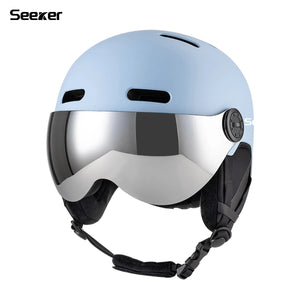Windproof Warm Ski Helmet With Goggles Lightweight Impact Resistant Protection 1005010231407451-light cyan-L 59-61CM