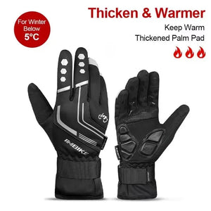 Winter Full Finger Cycling Gloves With Touchscreen Windproof Waterproof Design 32958982984-966 Blue-S-EU