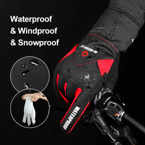 Winter Full Finger Cycling Gloves With Touchscreen Windproof Waterproof Design 32958982984-966 Blue-S-EU