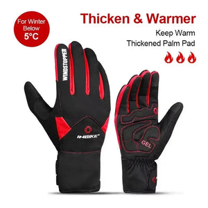 Winter Full Finger Cycling Gloves With Touchscreen Windproof Waterproof Design 32958982984-966 Blue-S-EU
