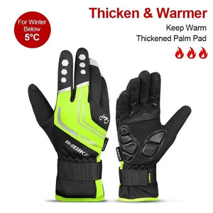 Winter Full Finger Cycling Gloves With Touchscreen Windproof Waterproof Design 32958982984-966 Blue-S-EU