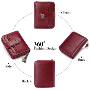 Women Short Cowhide Leather Wallet With Chain, Valentines Gifts For Her 1005004210360653-E