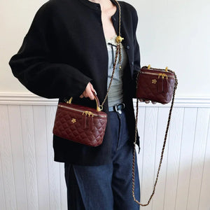 Women’S Diamond Pattern Bucket Crossbody Bag With Chain, Valentines Gifts For Her 1005008680565530-White Large Size