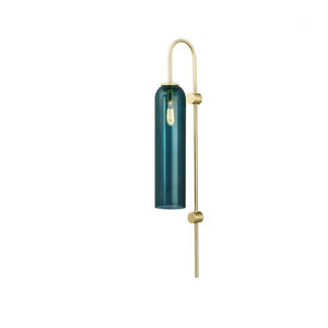 LED Cylinder Wall Light Modern Brass Glass Sconce for Bedroom