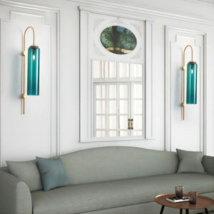 LED Cylinder Wall Light Modern Brass Glass Sconce for Bedroom