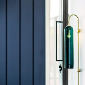 LED Cylinder Wall Light Modern Brass Glass Sconce for Bedroom