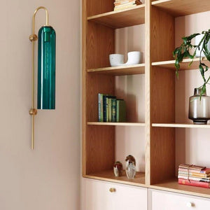 LED Cylinder Wall Light Modern Brass Glass Sconce for Bedroom